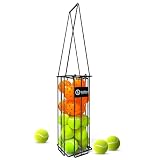 ShelfElites Tennis Ball Hopper, Holds 25 Tennis or 16 Pickleballs, Dual Spring Pickup, No Assembly Required Portable Basket for Court & Backyard Practice