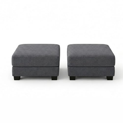 Image of Revo 5 Seater L Shape Sofa Set with 2 Movable Ottomans | Flexible Layout | Luxury Velvet Suede Fabric | Modern Living Room Sofa | Dark Grey