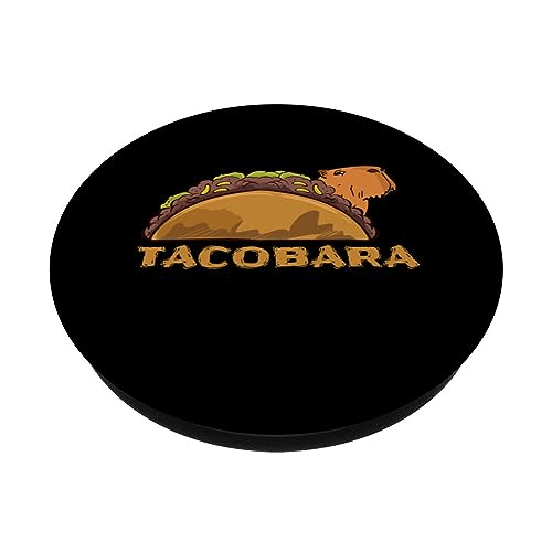 Tacobara Taco Capybara Funny Animal Graphic Capibara Novelty PopSockets Swappable PopGrip, Black - Image 2