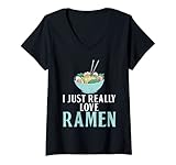 Photo Gallery donna adoro davvero ramen divertente ramen mangiare noodles maglietta con collo a v Photo Gallery donna adoro davvero ramen divertente ramen mangiare noodles maglietta con collo a v