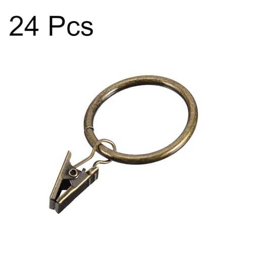 TA-VIGOR 24Pcs Curtain Rings with Clips, 32mm Inner Dia Metal Drapery Ring - Image 4