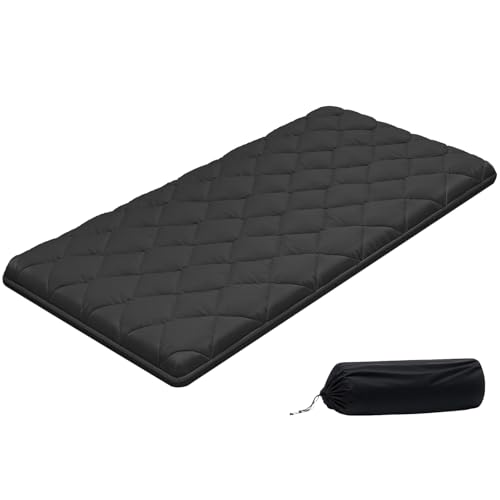 VEVOR Colchón Futón Japonés, Tatami Plegable Tamaño Individual, con Bolsa de Almacenamiento y Herrajes de Montaje, Esterilla de 9 Capas para Meditación y Yoga, Color Negro, 2032 x 991 x 89 mm