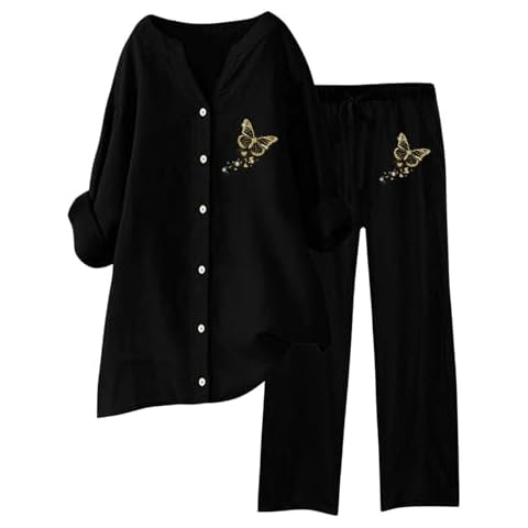 Womens Gold Button Loungewear Suit Set Cover