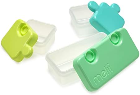 melii Puzzle Bento Box Food Storage Container  3 Compartments (Blue, Mint & Lime)