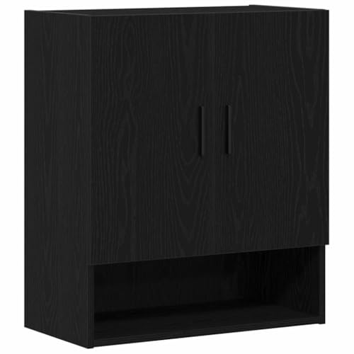 vidaXL Armario de Pared Negro Roble 60 x 31 x 70 cm Madera de Ingeniería, Solución Moderna de Almacenamiento para Organizar tu Sala de Estar o Dormitorio, con Estante Ajustable y Diseño Contemporáne