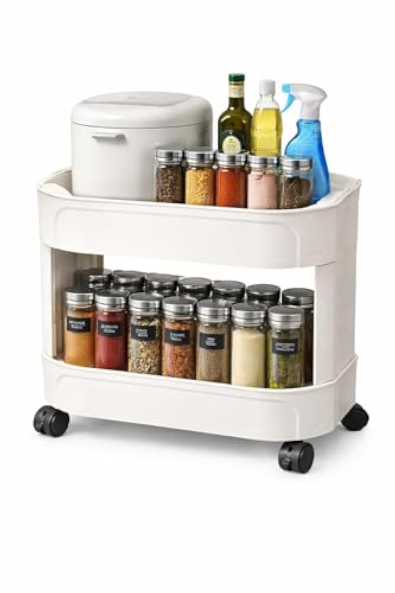 2-Tier Rolling Desk Organizer Cart with Wheels
