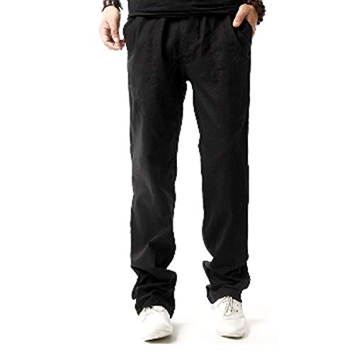 Inlefen Verano de los Hombres Suave de Lino Sueltos Pantalones Largos Color sólido Transpirable de Gran tamaño de Cintura Media Pantalones de Banda elástica con Bolsillo Cover