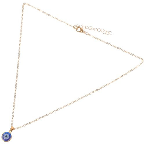 SAFIGLE Collar Colgante Ojo Turco Azul Borde Dorado, Amuleto Protección Mujer, Cadena Estilo Turco para Uso Diario y Suerte, Gargantilla Amuleto de Ojos Azules