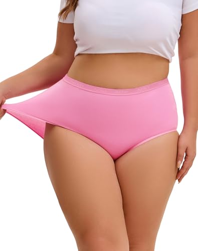 Image of INNERSY Plus Size XL-6XL Big Curvy Woman Cotton Underwear High Waist Briefs 5-Pack