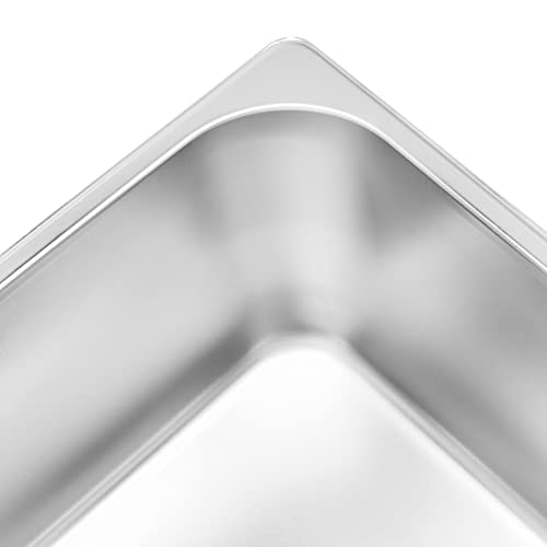Image of JAPCHET 4 Pack Stainless Steel Steam Pan, 1 /2 Size 6 Inch Deep, Anti-Jam Hotel Pans Commercial Metal Food Catering Tray for Buffet, Restaurant