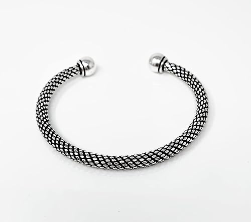 Mens Heavy 925 Sterling Silver Bangle Bracelet, Torque Silver Bangle Cuff for Men - Original Design Rope Torque Bangle2