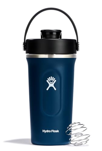 Image of Hydro Flask Shaker Bottle - Insulated Stainless Steel Gym Bottle for Pre Workout & Protein 24 Oz Indigo Blue