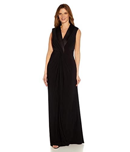 Photo 1 of Adrianna Papell Women's Jersey Tuxedo Gown 12 Black