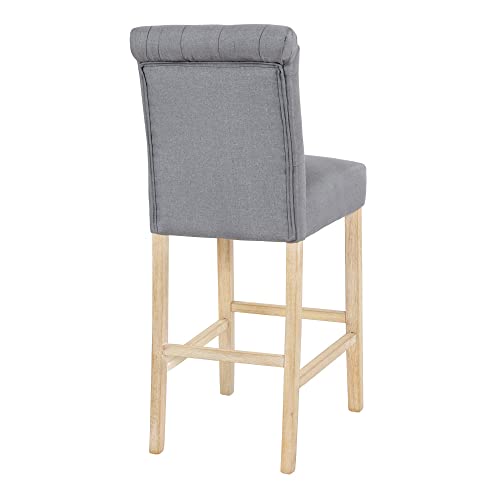 Dagonhil 30 Inches Counter Height Bar Stools Set Of 4, French Country Upholstered Barstools With Unfinished Wood Legs And Button Tufted Back, Gray #TOP6