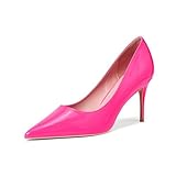 GENSHUO Women High Heel Pumps, Pointed Toe 8cm/3.19 inch Party Stiletto Heels Shoes for Formal Dress Party Wedding Neon Pink 9