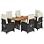 YITHOPI 7 Piece Patio Dining Set with Cushions Black Poly Rattan Versatile Lounge Furniture Outdoor Lounge Set Patio Furniture Sets Balcony Furniture Sets for patios, Gardens, Decks