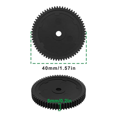 LT Easiyl 2PCS 65T RC Car Spur Gear Compatible with FTX Vantage and Carnage RC Motor Gear Spare Parts 40mm/1.57inch, Plastic - Image 2