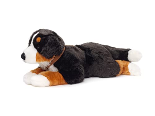 Uni-Toys - Berner Sennenhund mit Geschirr, liegend - 62 cm (Länge) - Plüsch-Hund, Haustier - Plüschtier, Kuscheltier