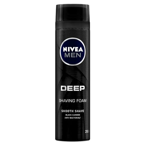 Listado de Espuma . 47 NIVEA MEN Espuma para Afeitar Deep (200 ml) Antibacterial con Carbón Activo y fragancia masculina para una afeitada suave y al ras
