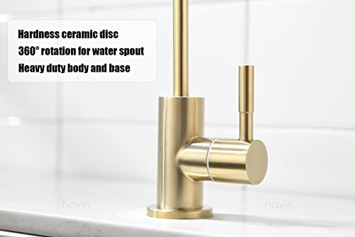 Havin Drinking Water Faucet, Stainless Steel Material, Water Filter Faucet For Non Air Gap, Reverse Osmosis Faucet,Ro Faucet, Beverage Faucet, Brushed Gold Color #TOP2