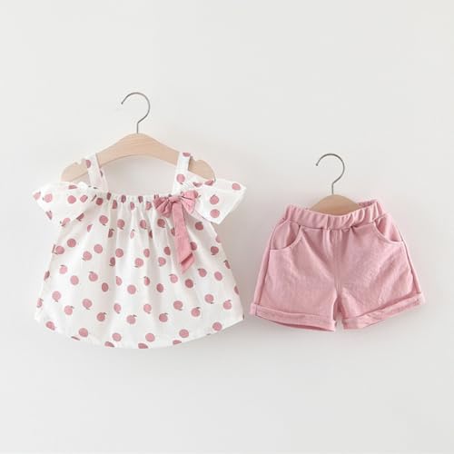 Conjunto de ropa de verano LIFKOME: camiseta sin mangas rosa con adornos y pantalón corto de niña 3