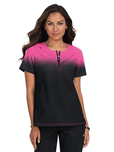 KOI Lite KOI386PR Women's Scrub Top Flamingo/Black L