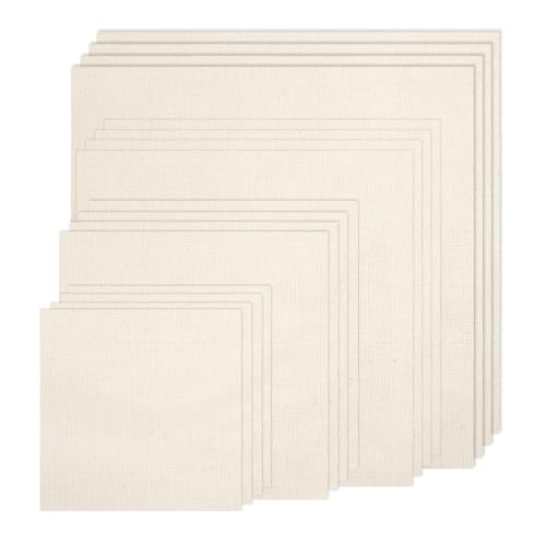 16 PCS Punch Needle Fabric Tufting Cloth |4 Different Sizes 5.9 to 11.8inch |Pre-Cut Monks Cloth