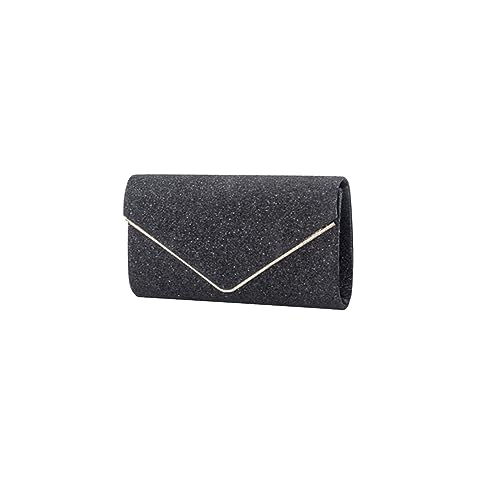 Sac à Main d'Épaule de Mariée Noir - Pochette Femme Sac de Soirée à Bandoulière Chaîne