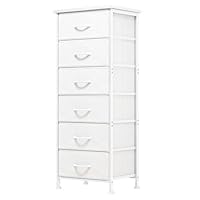 Fixwal White Tall Dresser for Bedroom Closet Organizers and Storage Tall Fabric Dresser with 6 Drawers, Small Clothes Storage Girl Bedroom Furniture