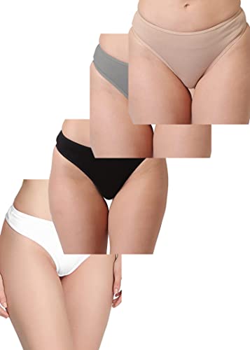 Image of pavvoin Women's Plain Cotton Blend Thong mid Rise Panty