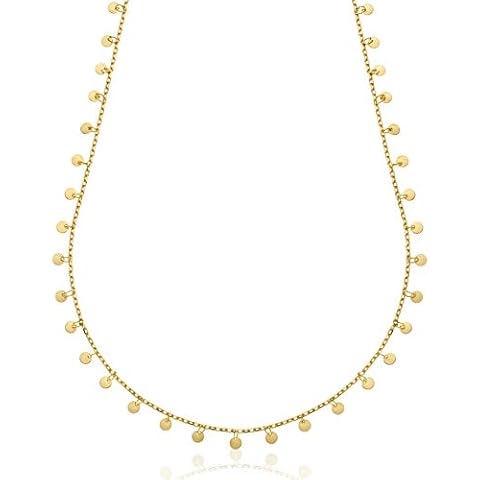 Aka Gioielli® - Women Choker Sterling Silver 925 Golden with Multi Small Disc Pendants, Delicate Station Necklace for Girl Cover