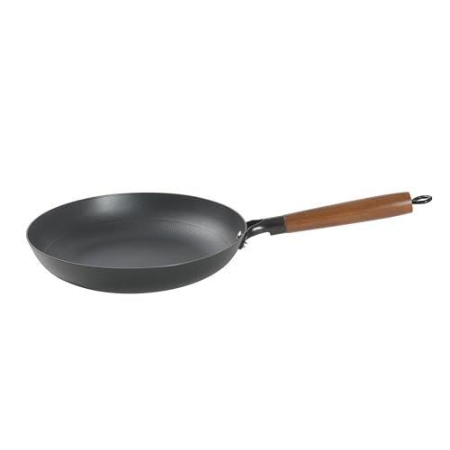 Image of Babish 11 Inch Cast Iron Skillet with Wooden Handle, Pre-Seasoned Nonstick Pan with Honeycomb Textured Cooking Surface, Induction Oven Safe Skillet for Searing, Frying Eggs, Steak and Stir Fry