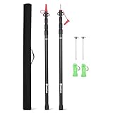 Dreamtrue Tarp Poles Telescoping, Upgraded 4-Section Adjustable Tent Poles, Heavy Duty Aluminum 8.7Ft Length Shade Sail Poles, Canopy Awning Support Poles Set Sun Shade Cloth Poles(Black-2pcs)