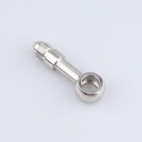 Image of Stainless Steel Banjos Brake Fitting Straight -4 AN Male Flare 7 /16-20 Thread AN4 10.2mm Hole Diameter