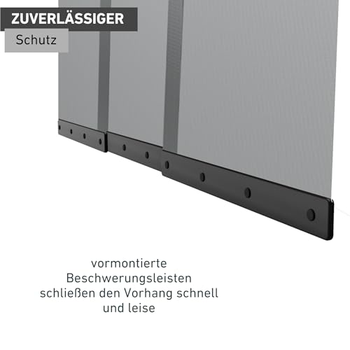 Windhager Insektenschutz PLUS Türvorhang Easy Lamellenvorhang Fliegengitter individuell kürzbar, 120 x 250 cm, anthrazit, 04315, Schwarz