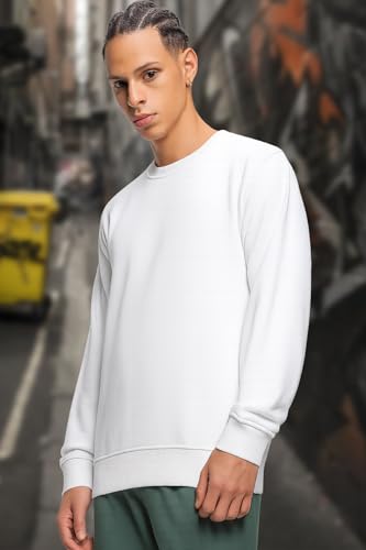 Image of Amazon Brand - Anarva Men's Cotton Sweatshirt | Regular Fit Winter Pullover for Men | Casual Crew Neck Full Sleeve Sweatshirt for Everyday & Outdoor Wear