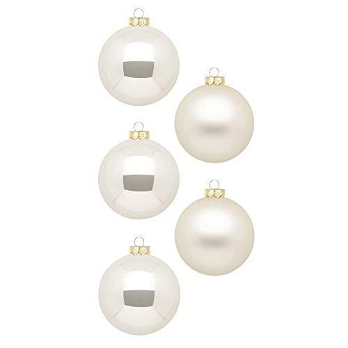Inge Glas Weihnachtskugeln | Schöne Christbaumkugeln aus Glas | 20 Kugeln in Karton-Box | Christbaumschmuck Weihnachtsbaumschmuck Weihnachtsbaumkugeln (Champagne | beige Glanz/matt)