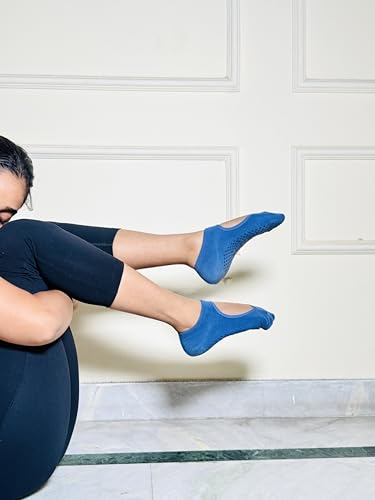 Image of Mint & Oak Pilates Socks with Grips for Women, Ankle Length Non-Slip Yoga Socks, Cotton Ideal For Yoga, Pilates, Gym, Workout, Cute Women's Gift