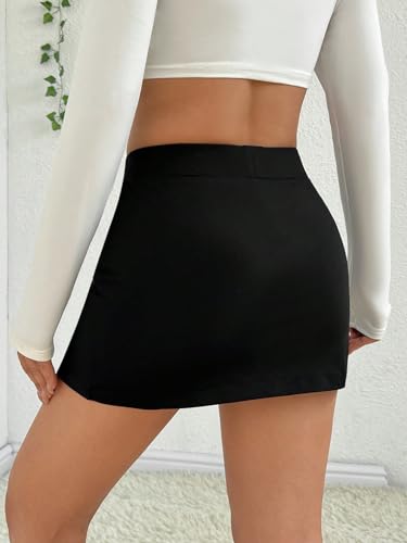 WDIRARA Women's High Waisted Split Hem Bodycon Mini Skirt Stretch Skirts2