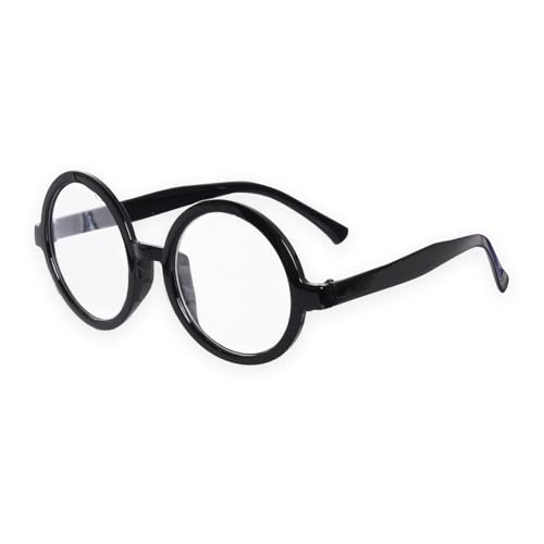Hmxpls Round Wizard Glasses Halloween Black Circle Glasses Fake Costume Eyeglasses for Dress Up Cosplay Accessories