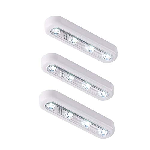 [New Generation] Ilyever Set of 3 Touch-Activated Stick-on Super Bright 4-Led Battery-0perated Touch Tap Light for Attic Basement Garage Cellar Path Stairs