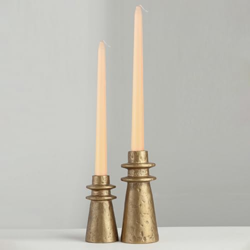 Vintage Brass Handcrafted Iron Taper Candle Holders - Set of 2 De...