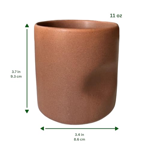 Taza cerámica sin asa, pintada a mano, 11 oz, marrón suave miniatura 3