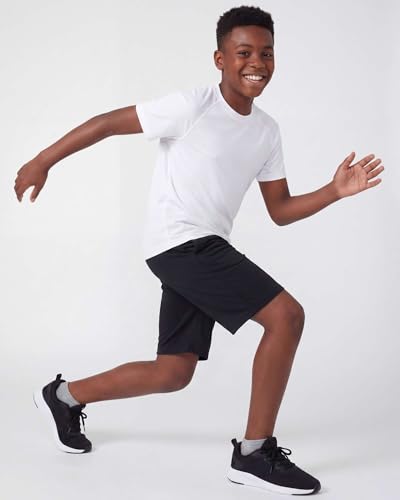 Image of Real Essentials 5 Pack: Boys' Dry Fit Basketball Shorts for Youth Kids Teens - Athletic Running Soccer Sports with Pockets
