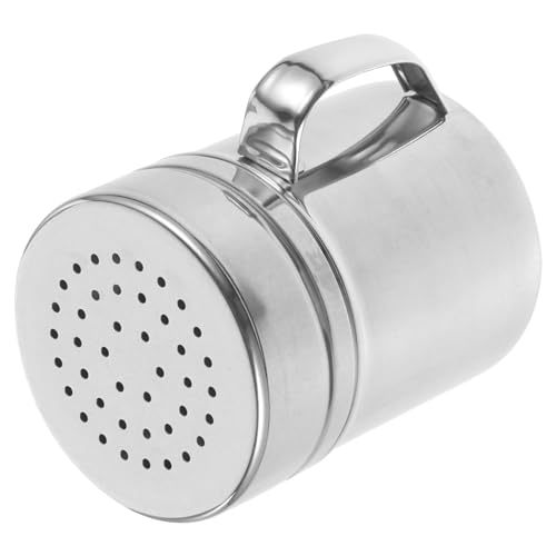 SOLUSTRE Metal Seasoning Dispenser Sugar Container with Jar Shaker for Coffee Cocoa Chocolate Spice Sugar Shaker Small Sugar Holder with Lid Shaker with Lid Canisters Silver Stainless Steel