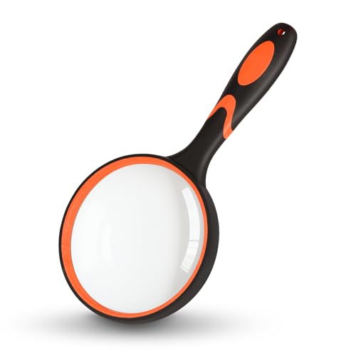 Magnifying Glass Handheld Reading Magnifier for Seniors - 100MM Real Glass Magnifying Lens for Book, Newspaper Reading, Insect and Hobby Observation, Science