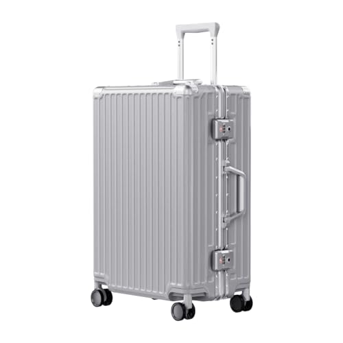 Image of AnyZip Luggage PC+ABS Aluminum Frame Zipperless Checked Luggage Hard Shell Suitcase with TSA Lock Double Spinner Wheels 24 Inch Silver