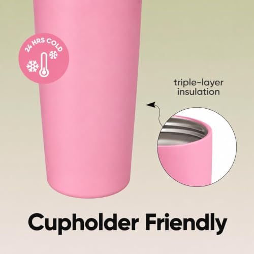 Image of HomeCloud 900ML Stainless Steel Water Bottle - Double-Wall Vacuum Insulated, Leakproof Straw Lid, BPA-Free Reusable Travel Flask with Two-Way Spout for Gym, Office & Outdoor Use (Pink)