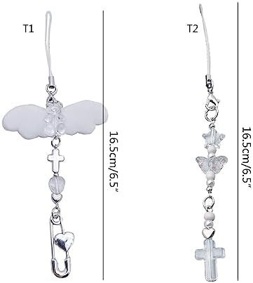 Design Alloy Loves Heart Tassels Chain Phone Chain Y2k Bear Crossed White Angel Sweet Cool Bag Car Pendant Phone Pendant Charm — view 2