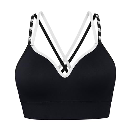 New Balance Women's Sports Bra with Molded Cups, High Impact Athletic Workout Set, Crisscross Strap, Black, M - image 4